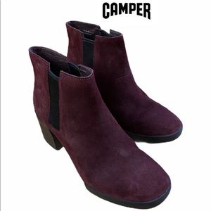 Camper Lotta Burgundy Suede Botties ankle boots